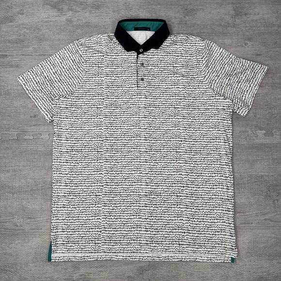 Greyson Shirt Men XL Navy Blue Golf Polo AOP Performance Scottsdale National EUC - Picture 2 of 12